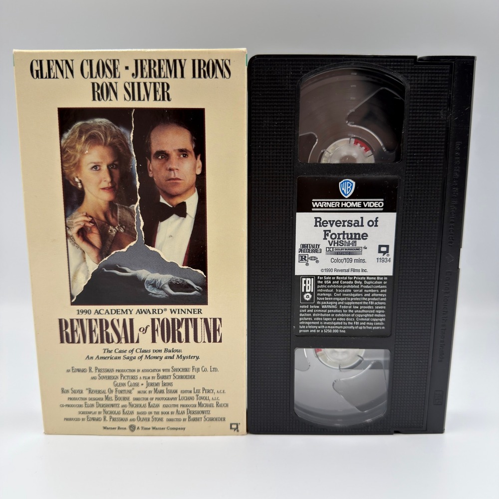 Reversal of Fortune VHS 1990 Jeremy Irons Glenn Close Warner Home Video 11934